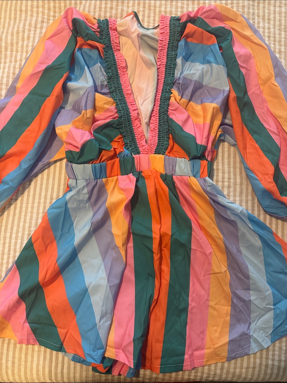 Colorful Striped Deep V Romper